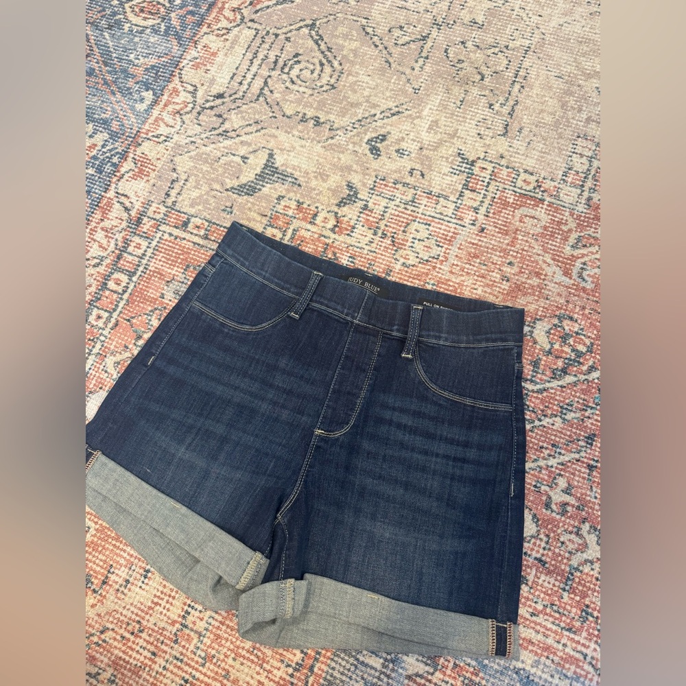 Judy Blue High Rise Dark Blue Denim Roll-Cuff Women's Shorts